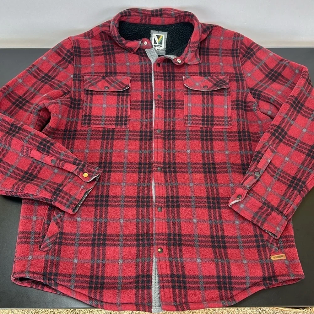 Voyager Plaid‎ Polar Fleece Snap Front Shirt Jacket Shacket XL Workwear Outddor